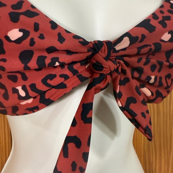 Hollister Bikini Swim Top – Rust Orange Leopard Print – Size Small (Like New) - Picture 2 of 4